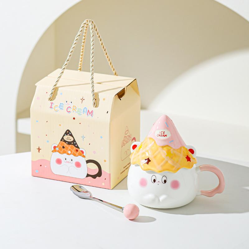 Cartoon Expression Ceramic Mug High Looking Souvenir Gift Water Cup for Best Friend Girl Heart Cup Home Breakfast Cup