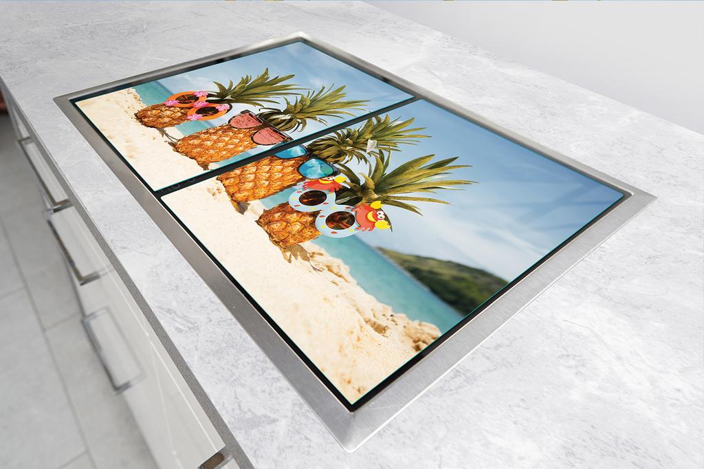 SZKLANA PŁYTA OCHRONNA NA KUCHENKĘ 90x52 ANANAS