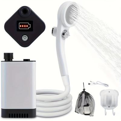 Vylepšená prenosná kempingová sprcha, prenosná sprcha na kempovanie, vonkajšia kempingová sprchová pumpa s 5200 mAh batériou