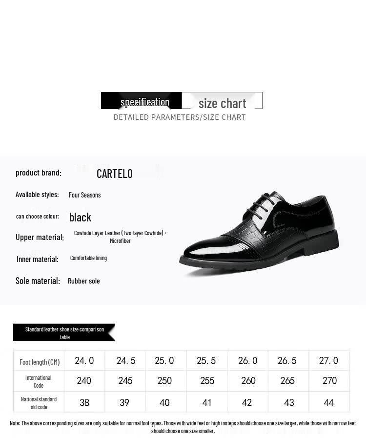 CARTELO Men's Formal Business Derby Shoes