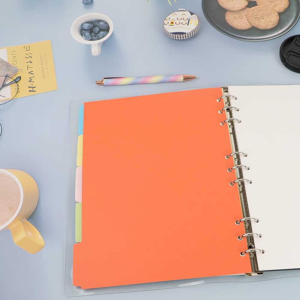 4 Pack B5 Binder Index Dividers 5 Tabs 9 Hole Punched Round Ring Binder Divider Planner Filler Paper erts for Loose Leaf Binder Sheet Protectors(5