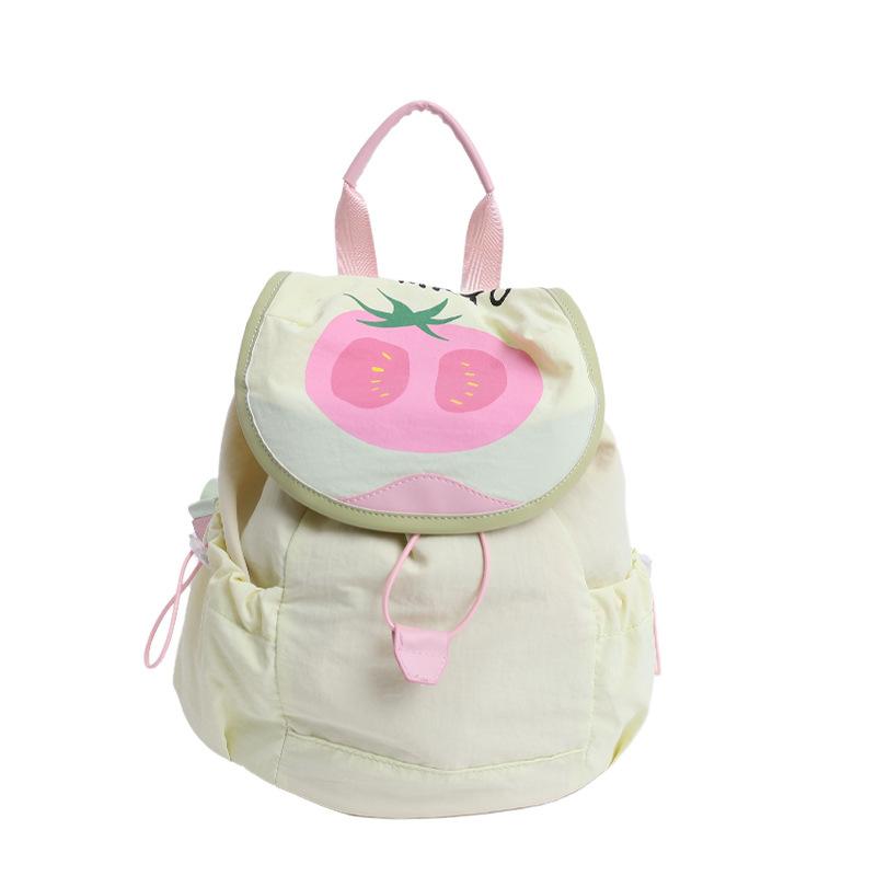 Summer dopamine contrasting color double shoulder back women's bag lightweight household cartoon girl backpack cute schoolbag