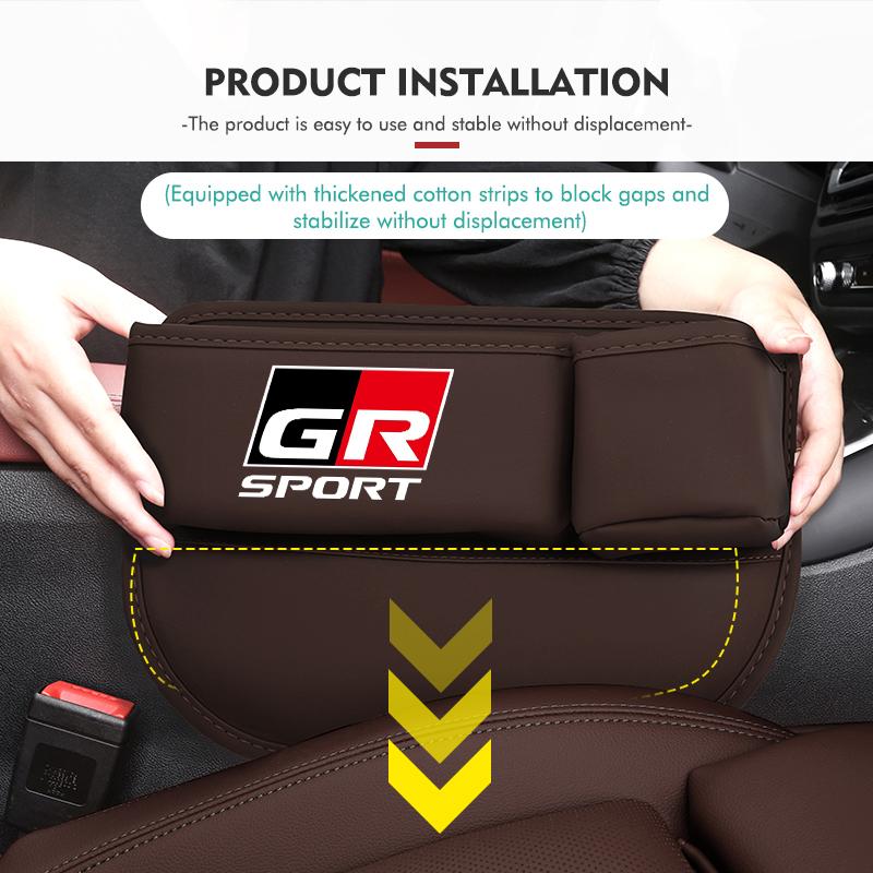 Car Seat Gap Storage Box Leather Organizer with Cup Holder For Toyota Crown GR GM Corolla YARIS Auris C-HR Hilux Vios Prius