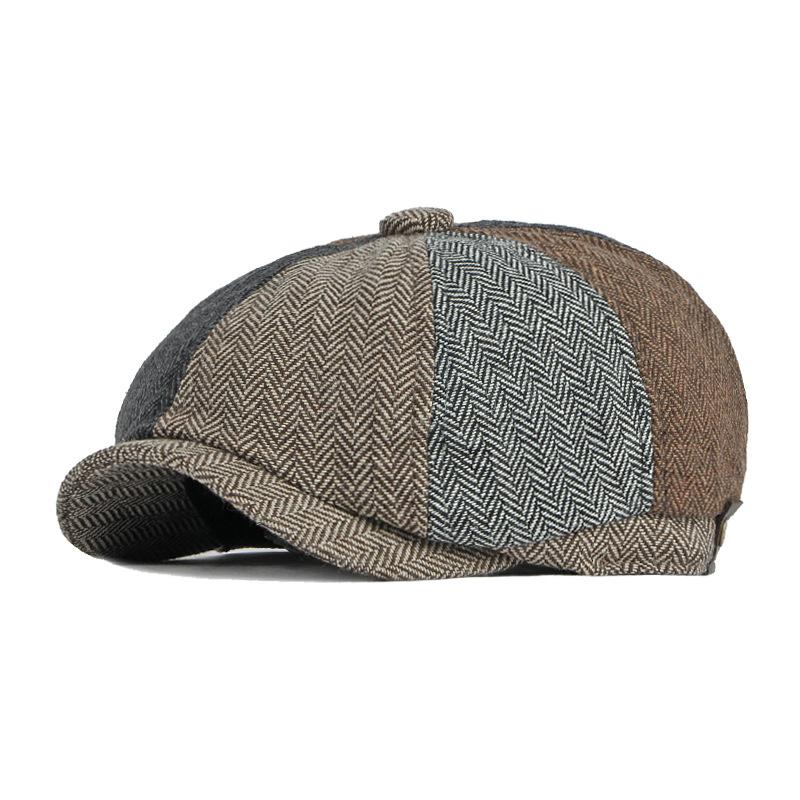 Patchwork Octagonal Cap Men's Retro Beret Women's British Newspaper Cap Painter's Cap Ivy Gatsby Octagonal Hats Hombre Gorras