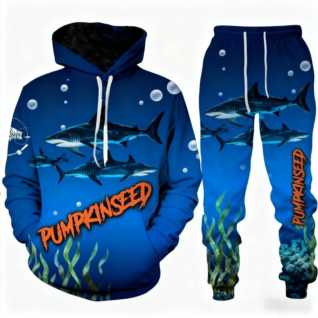 Popular Bass Fishing 3D Print Unisex Hoodie Pants Suit Men Long Sleeve Tracksuit Outfit Casual Outdoor Hunting Camping 2Pcs Sets