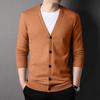 Men's Korean Style Spring & Autumn Slim Fit Deep V-Neck Cardigan Sweater.
