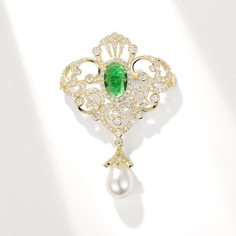 Bo Xin Yun Luxury Zircon Pearl Crown Brooch Pin