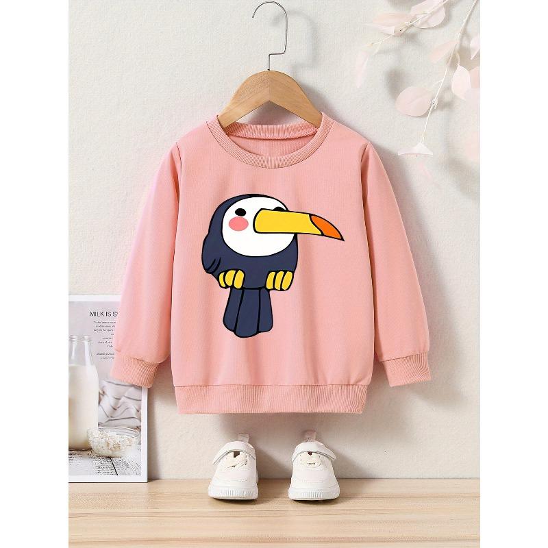 Cartoon Print Crew Neck Sweatshirt - Casual & Comfy, Perfect for Spring/Fall, Machine Washable
