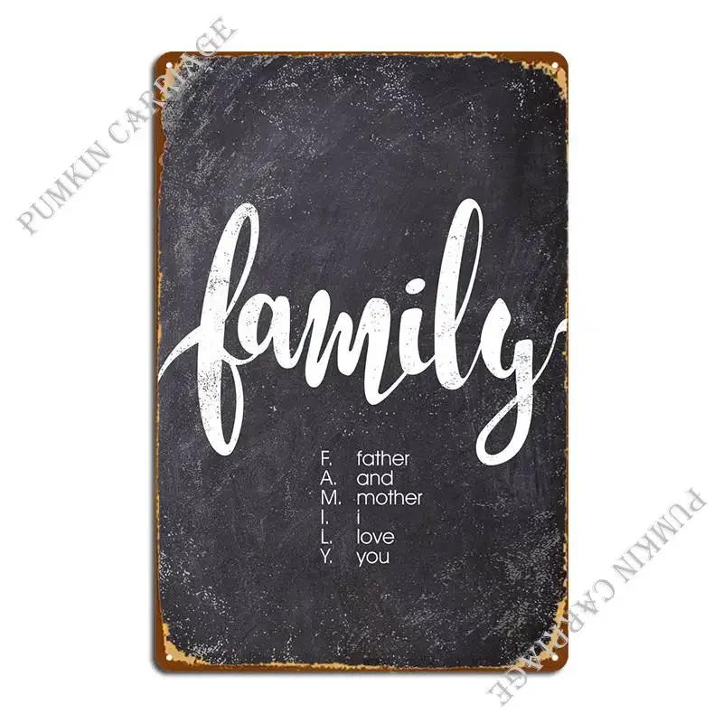 Family Chalk Text Art Metal Plaque Poster Classic Garage Wall Plaque Design Printed Tin Sign Poster 20x30cm（7.8x11.8inch）