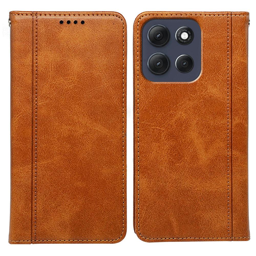 For Motorola Moto G86 5G Case Hidden Magnetic Closure Calf Texture Leather Phone Cover