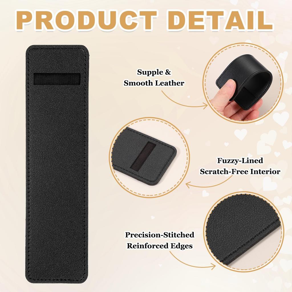 PATIKIL Pen Sleeve PU Leather Pen Single Fountain Pouch Protective Cover Holder for Office Ballpoint Black 7-inch Case, 8-Piece Pouch, Pens,