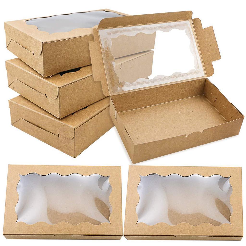 Pastry Box with Window - White Cardboard Kraft Paper for Cake and Dessert Packaging