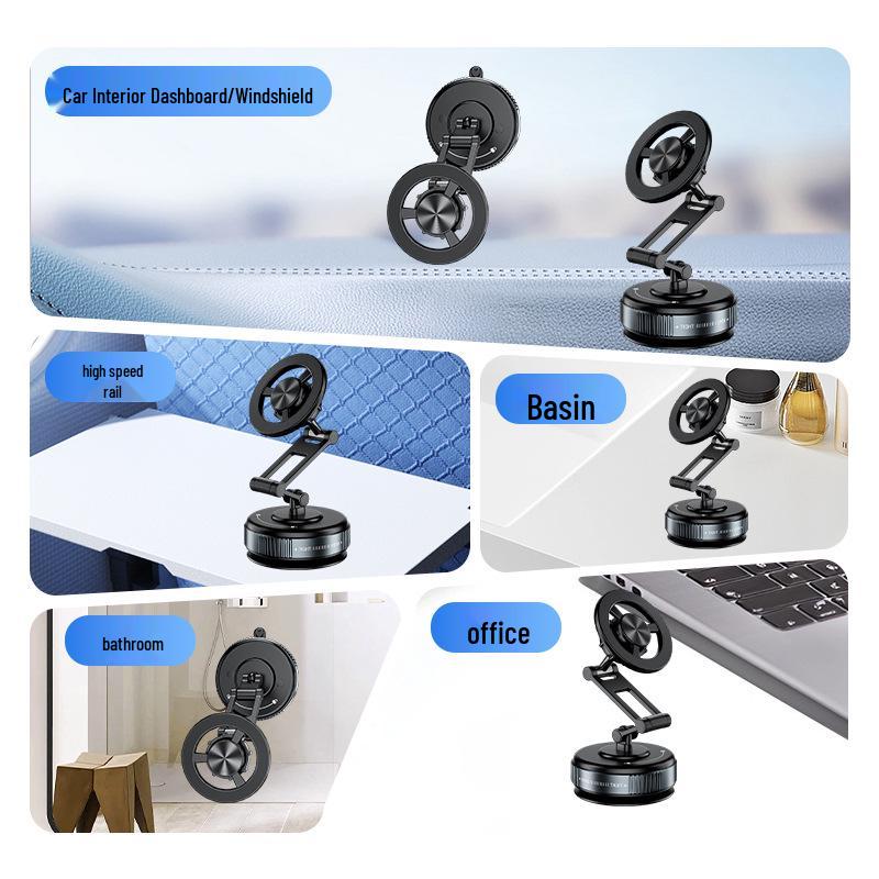 Magnetic Car Mount: 2026 Rotating & Folding Vacuum Suction Holder with Strong Magnetic Force for Car Navigation