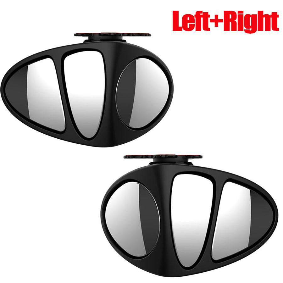 Car Left & Right Blind Spot Mirror 3 Mirror Lens Adjustable Angle Convex Mirror