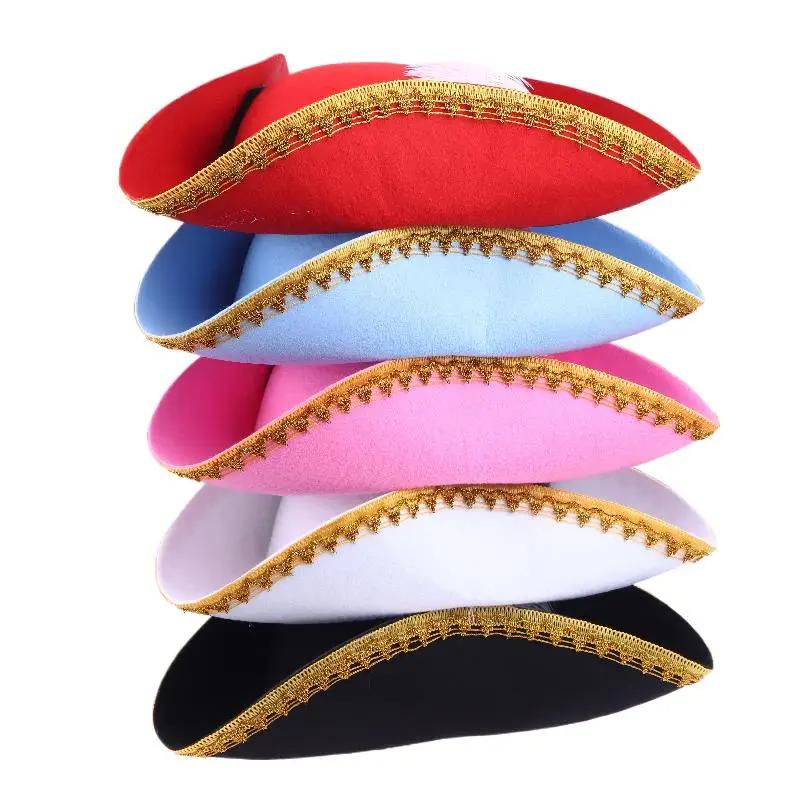 Retro Creative Feathers Pirate Hat Cosplay Pirate Cap Captain Hats Halloween Carnival Party Costume Props Holiday Gifts
