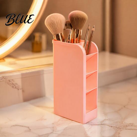 Plastic Pencil Cup Storage Organizer Holder 5 with Slanted Pen Compartments Stationery Art Tool Macaron Colors Space Saving for