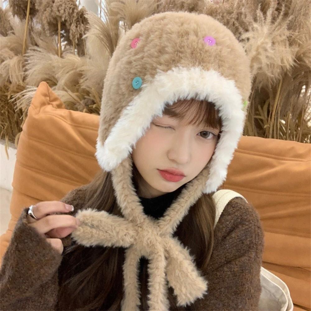 Ear Protection Winter Hat Thickened Pompoms Cap Cute Beanie Hats  Winter