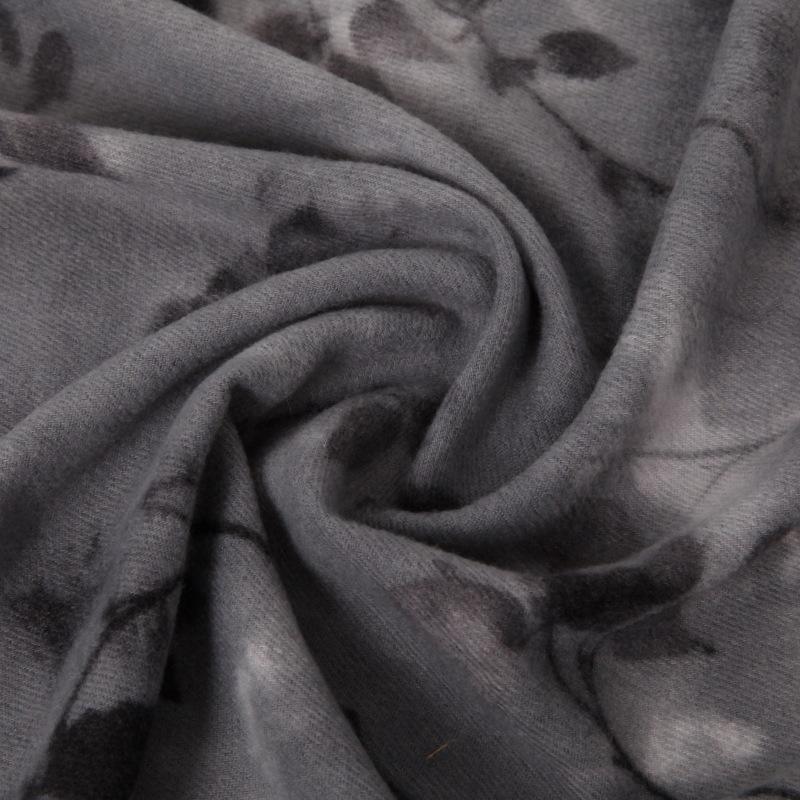New Winter Warm Scarf Soft Faux Cashmere Shawl with Floral Print Double Color Neck Wrap Thick Fringe Stole for Women Luxury