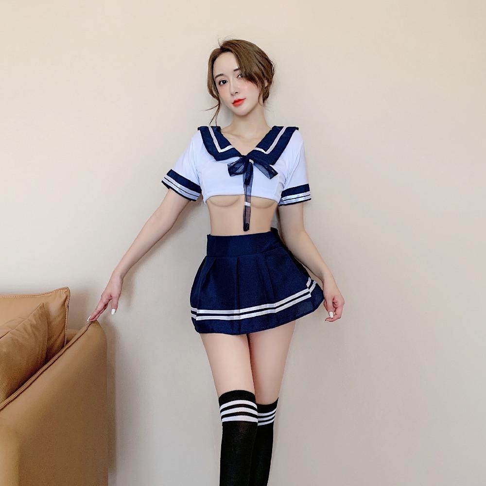 Charming Student Uniform Lingerie Set with Mini Skirt for Role Play