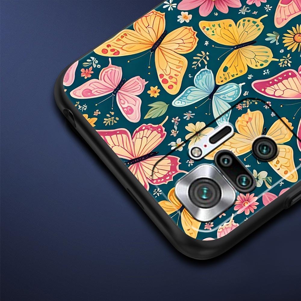 Butterfly Design Phone Case Cover for Redmi 14C 10C Note 15 14 13 12 10 11 K40 Pro Plus 5G Shockproof Soft TPU Shell Fundas Bag