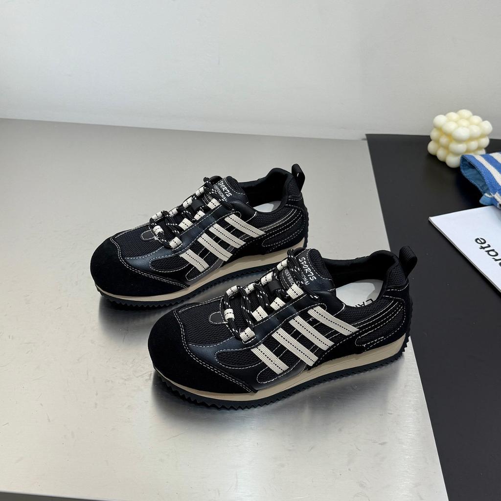 Leather breathable mesh inner height increase German training shoes women's 2025 autumn new lightweight color matching mountaineering sports shoes