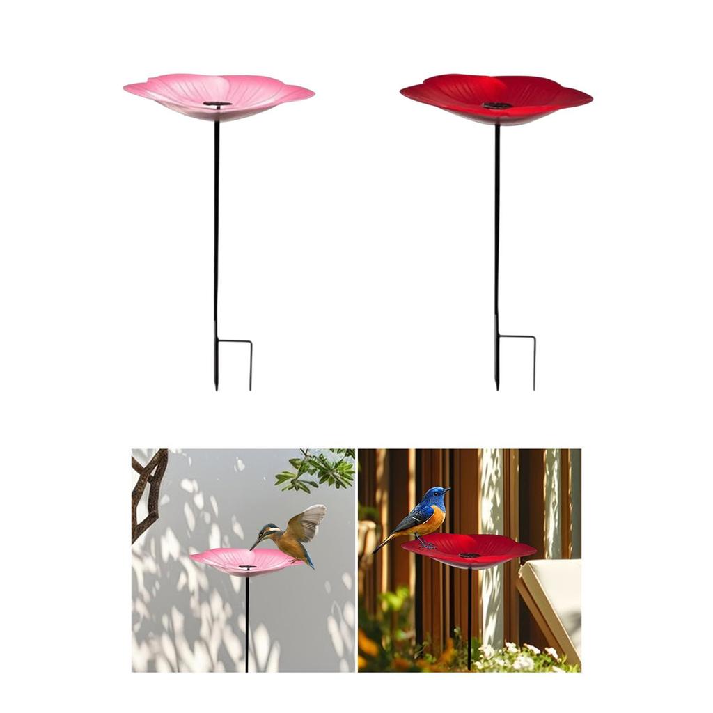 Outdoor Bird Feeder Bird Bath Bowl Cute Birdbath Weatherproof Watering Station with Stake for Garden Yard Patio Decoration