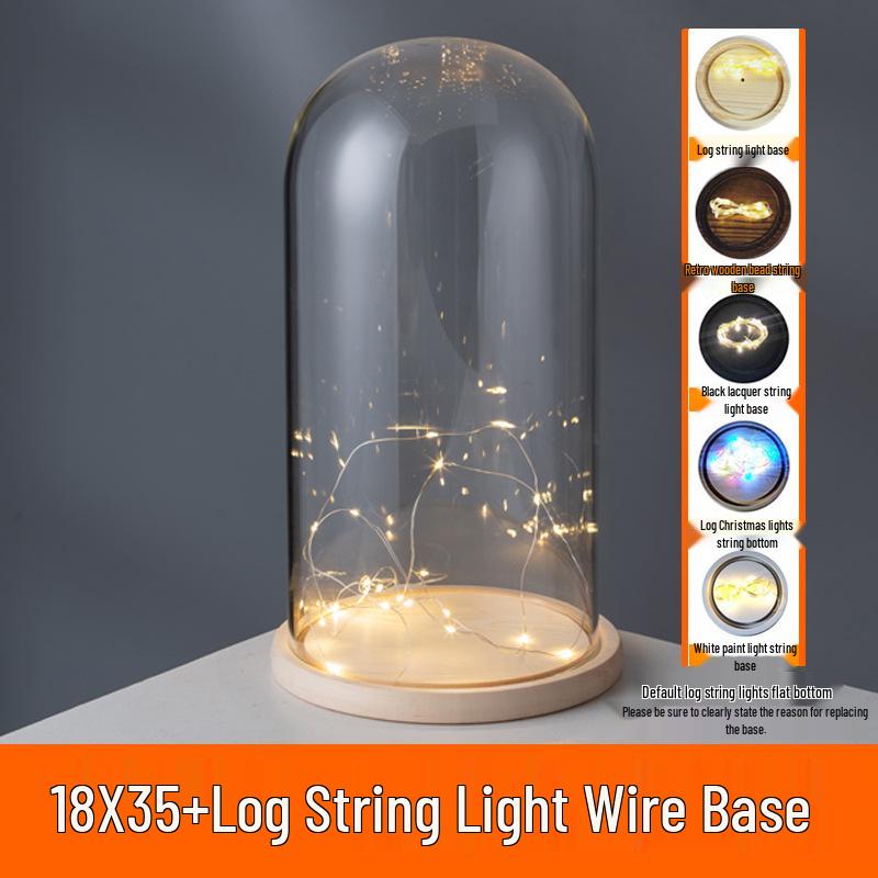 LED Sea Urchin Night Light with Preserved Flower in Glass Cover