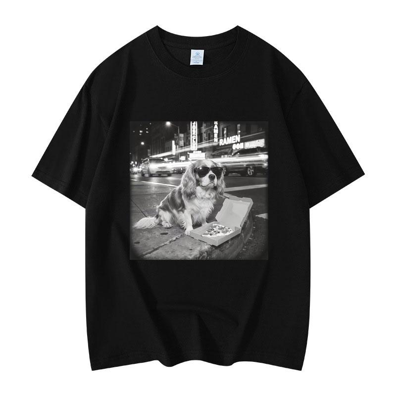 Cavalier King Fuuny Dog Meme Graphic T Shirts High Street Fashion Trend Short Sleeve Tshirts Unisex Women Casual Cotton Tshirt