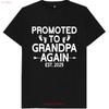 Promoted To Grandpa Again Established 2025 T Shirt Vintage Top For Everyday Wear Slightly Fashion Breathable Stretched