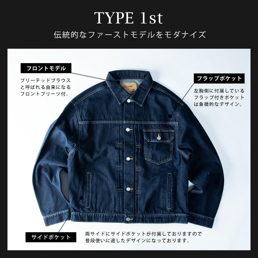 GENELESS Loose Fit Denim Size M Men's Jacket, Blue,