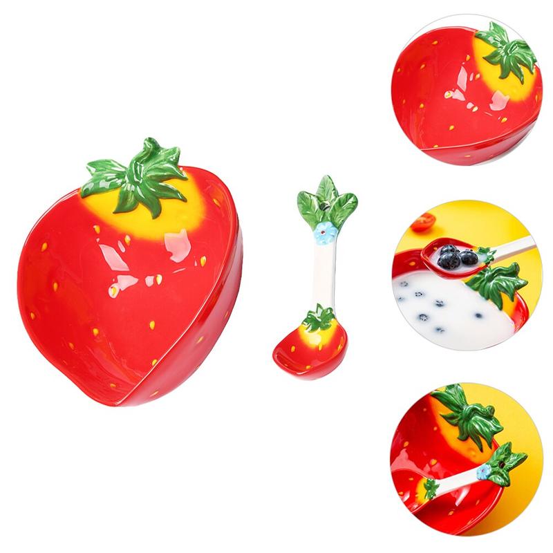 1 set of ceramic ceramic dessert bowls with cartoons and bowls for spoon and spoon | bowls