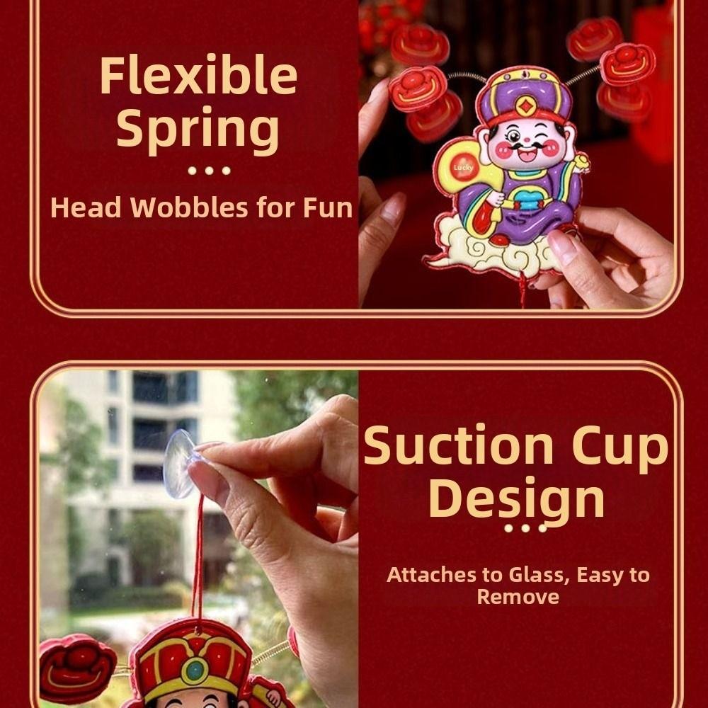 4 Stück Cartoon Gott des Reichtums Kühlschrankmagnete Chinesischer Stil Kreativer Frühlingsfestmagnet Traditionell mit Quasten