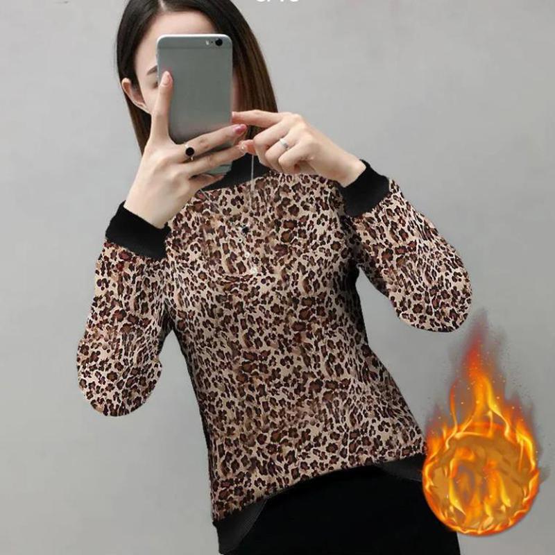 Plus Velvet Pullover Warm Gold Velvet Female Letters Thickened Autumn and Winter Large Size Long-sleeved Half-high Collar Bottoming Shirt