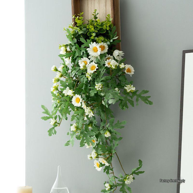 Stylish Daisy Pendant Faux Flower Vine for Indoor Wall Decoration and TV Background
