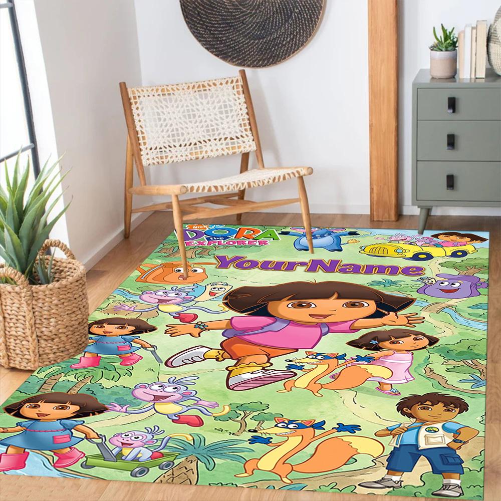Dora Explorer Customizable Name Floor Rug Office Rug Perfect for Outdoor Dormitory Study room Playrooms Anti-slip Rug Decorate Offices