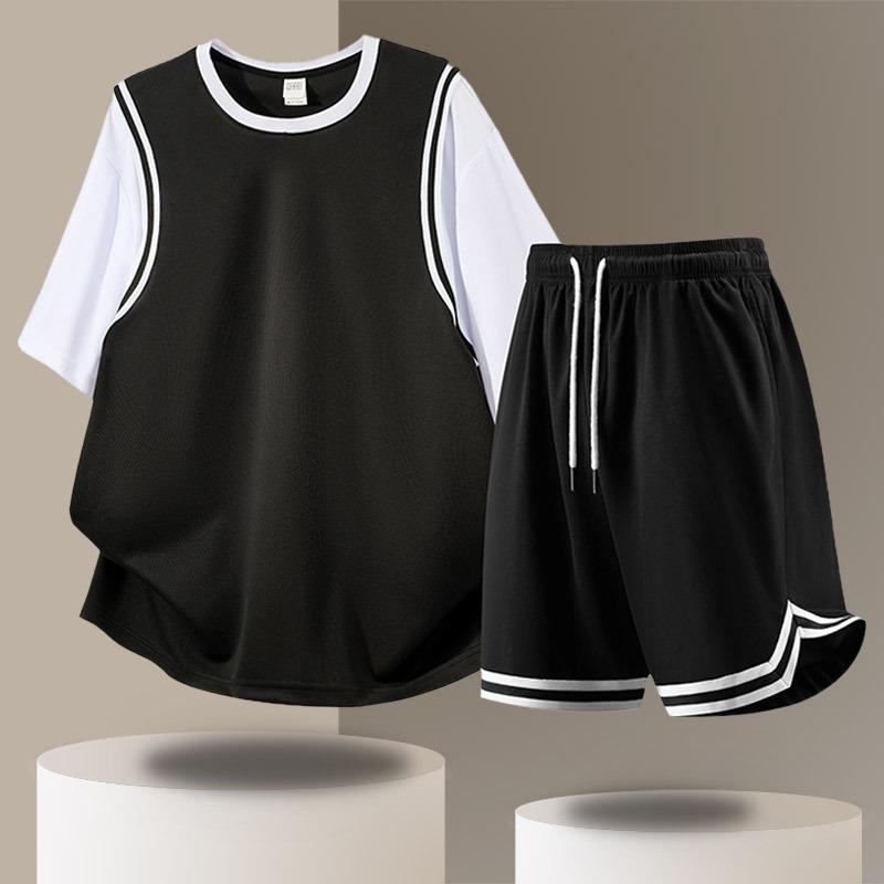 Best-Selling European-Size Basketball Set: Short Sleeve Round Neck Sporty Casual Running Outfit
