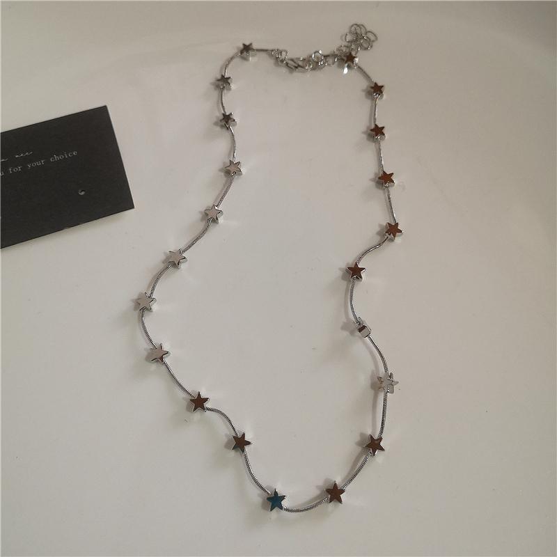 Punk Rock Vintage Star Pendant Chain Necklace For Men Women Charm Hip Hop 90s Y2K Grunge Goth Aesthetic Trendy EMO Accessories