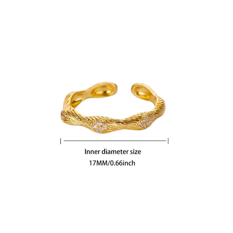 Court Style Retro Gold Copper K Gold-plated Ring Women's Light Luxury Fashion Micro-inlaid Zircon High-end Exquisite Ring