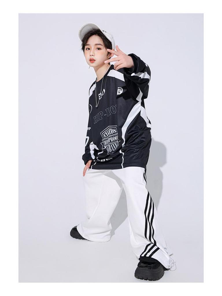 Korean Hip-Hop Quick-Dry Dance T-Shirt and Pants Set for Boys and Girls