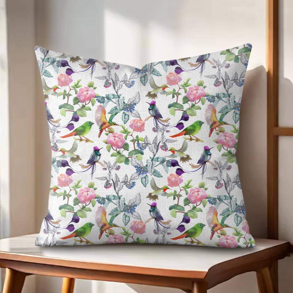 Minimalist Floral Art Cushion Cover Natural Linen Organic Fabric DoubleSided Printing Couch Pillow Covers Home Decor Gift