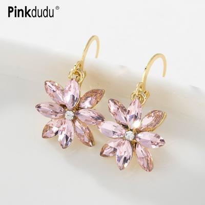 Mode Blau Eis Blume Hoop Ohrringe Einfache Strass Shiny Blütenblatt Ohrringe für Frauen Schmuck Geschenke PD800