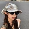 Versatile Satin Headscarf Baseball Cap Y2K Hip Hop Sunscreen Beach Hat Korean Style Silver Peaked Cap Men