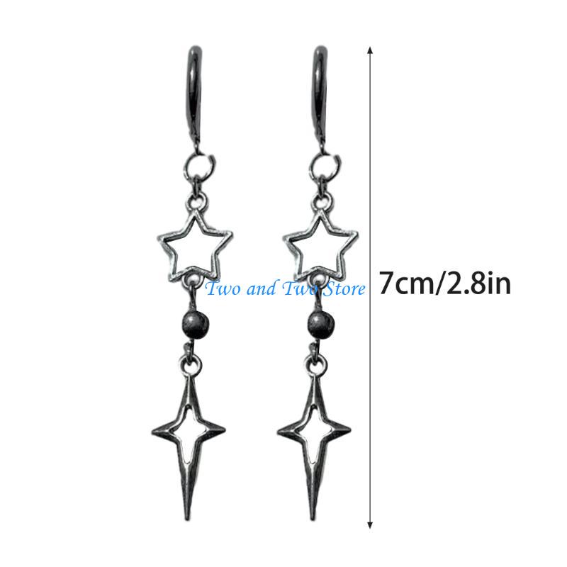 HX6F Lightweight Round Bead Pendant Earrings Adornment Gothic Ear Pendant Accessories for Fashion Enthusiasts