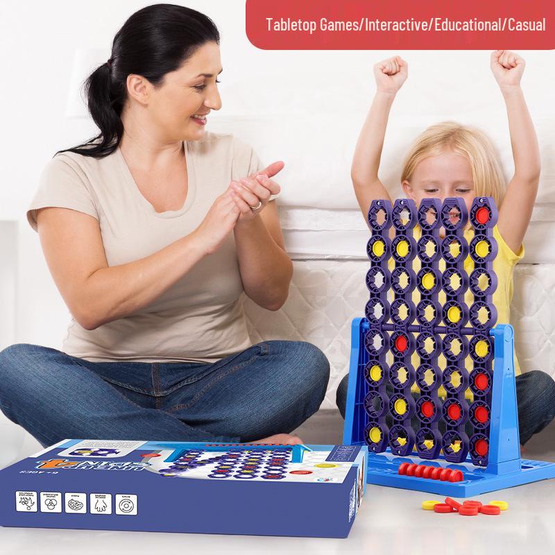 Educational Rotating Four-in-a-Row Table Game for Indoor Play