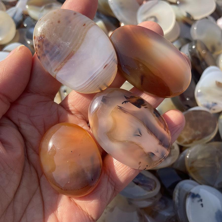 Irregular Shape Natural Ocean Agate Chalcedony Rough Stone Healing Crystal Dendritic Quartz Pendant