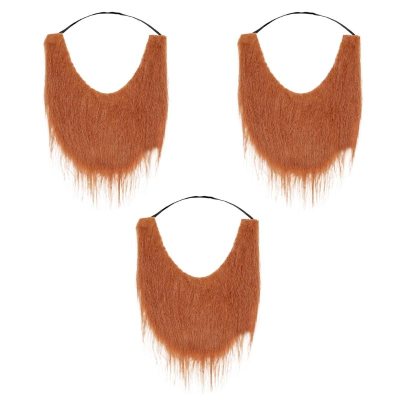 3Pcs Natural Looking Plush Mustache Fashion Costume Accessory For Cosplay Halloween Event Soft Adjustable Face Props