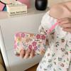 Cute Floral Pattern Zipper Lipstick Bag Travel Makeup Bag Multifunctional Cosmetic Organizer Handbag Bath Shower Wallet Pouch Cosmetic Storage