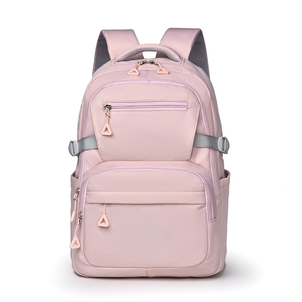 

New large-capacity backpack, female tide travel backpack, junior high school simple student leisure schoolbag розовый