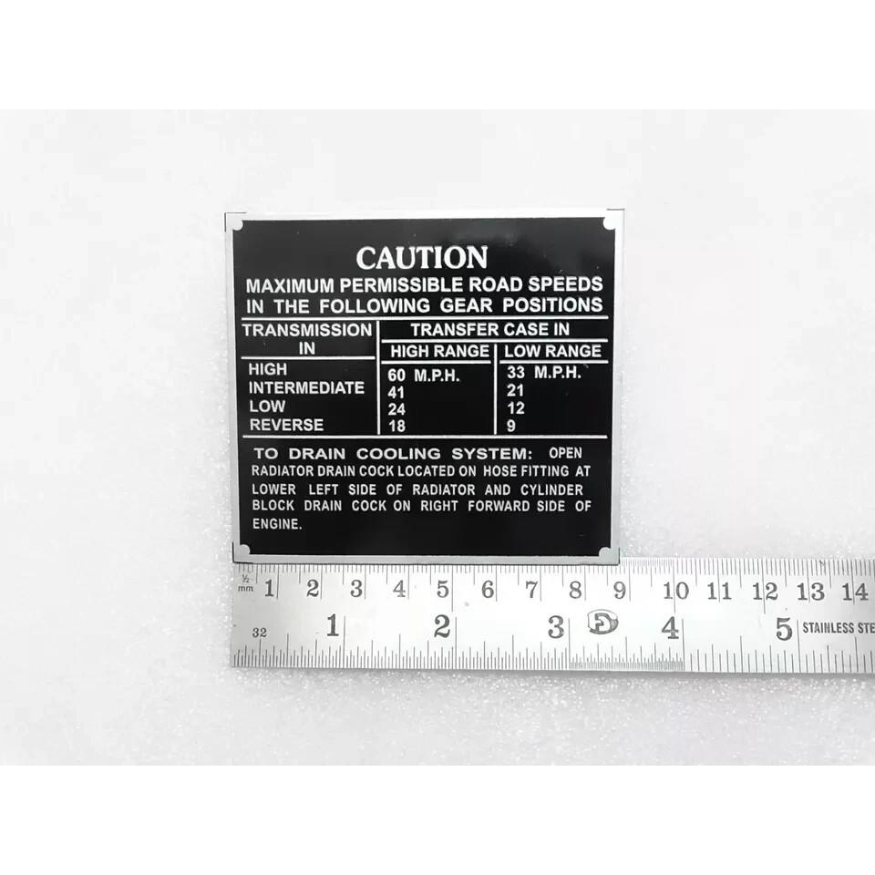 Dash Data Plate Aluminum Black Set Of 4 For Jeeps Willys Ford CJ2A CJ3A CJ3 |Fit