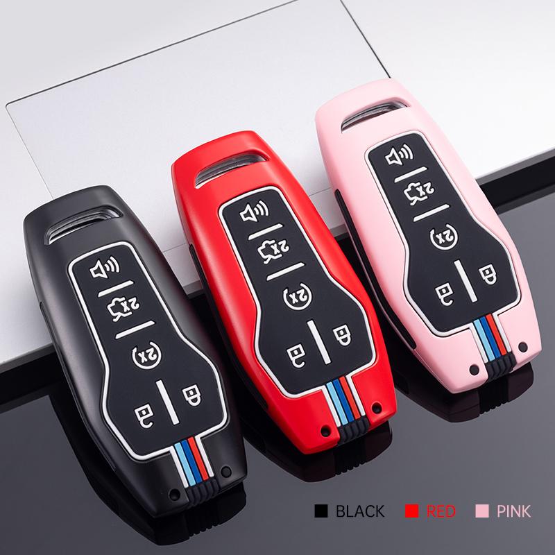 Zinc Alloy Pink Car Key Case Cover Fob Shell for Ford Fusion Mustang F150 Edge Explorer Lincoln MKZ MKC MKX Car Accessories